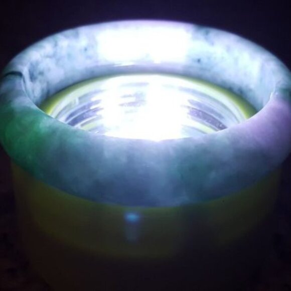 57mm Certified Type A Jadeite Bangle Grade A Vibrant Green Floating Flower Jade - Picture 3 of 12
